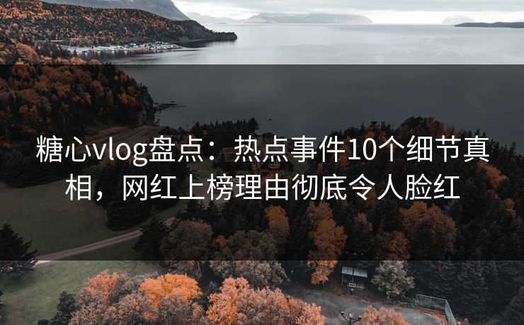 糖心vlog盘点：热点事件10个细节真相，网红上榜理由彻底令人脸红
