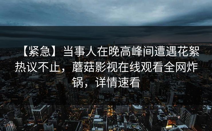 【紧急】当事人在晚高峰间遭遇花絮 热议不止，蘑菇影视在线观看全网炸锅，详情速看